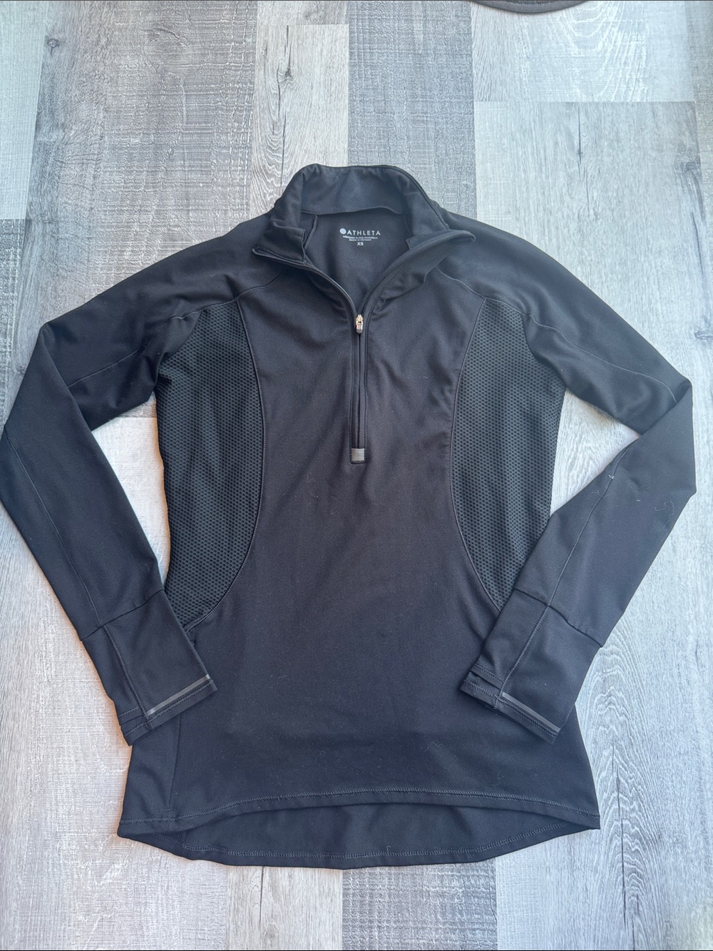Athleta Black Half-Zip Mesh-Panel Performance Top size XS